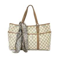 阿尔法·阿蒂斯特经典高档牛皮单肩丝巾包AHD1009A米黄格纹