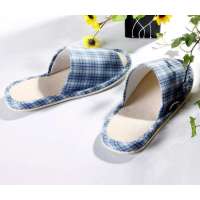 博洋家纺草编底清凉拖(男拖)-蓝色格子40码