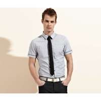 OLOMO 欧莱诺男装斯文圆点印花短袖衬衫112320011054(白底黑点/XXL)