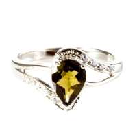 梦克拉S925纯银天然碧玺女戒-绿眸