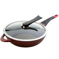 炊大皇 32cm钻石无油烟炒锅 可立玻璃盖 CKNX6432BF