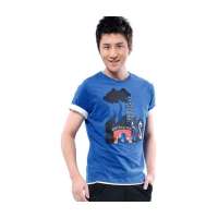 MR.ZERO零号男 时尚环保主题卡通印花短袖T恤 BFB0194 0805 蓝色(XXL)