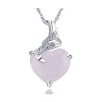 易燃火山 925纯银8克拉冰种天然粉水晶项链