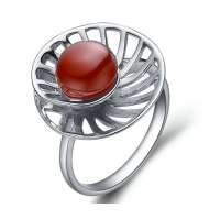 易燃火山 925纯银天然红玛瑙戒指
