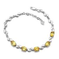 易燃火山 925纯银天然黄水晶手链