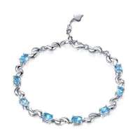 易燃火山 925纯银天然托帕石(蓝黄玉)手链