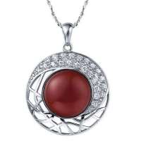 易燃火山 天然红玛瑙虞美人项链