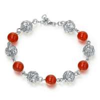 易燃火山 新年礼物 天然红玛瑙玲珑转运手链