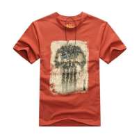 ATOPI欧榜 纯棉圆领个性潮男印花时尚短袖T恤11053(波尔多红/L)