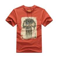 ATOPI欧榜 纯棉圆领个性潮男印花时尚短袖T恤11053(波尔多红/XL)