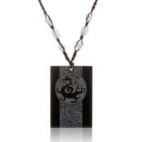 悦人天然碧玉龙牌吊坠-龙凤奇缘大号(附宝玉石鉴定证书)