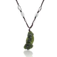 悦人天然碧玉貔貅吊坠-财源广进(附宝玉石鉴定证书)