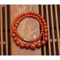 悦人天然红玛瑙佛塔圆珠项链