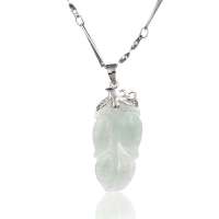 悦人银镶翡翠吊坠-树叶(附宝玉石鉴定证书)