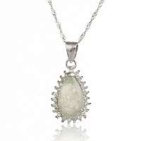 悦人钻镶翡翠水滴吊坠(附宝玉石鉴定证书)