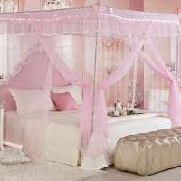 堂皇家纺/TEVEL 夏季加粗型三开门落地款平顶防蚊帐 浪漫夏季蚊帐(粉红)150*195