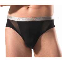 忍者莫代尔三角裤超薄性感网纱男士内裤黑色(XL)HNN0077A