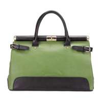 DUDU双色系列牛皮手提斜挎包DUD12S065B橄榄绿