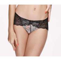 姐妹花女士性感蕾丝边三角平角内裤迷黑(M)L11817
