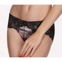 姐妹花女士性感蕾丝边三角平角内裤洋紫(L)L11817
