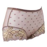 姐妹花女式纯棉蕾丝超薄性感舒适三角裤防走光内裤子松栗(M)E12193