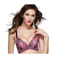 姐妹花性感豹纹蝶形设计聚拢厚模A杯文胸豹纹紫(75A)J10054