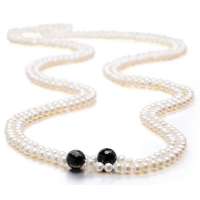 珂兰钻石自由之爱黑玛瑙搭配天然淡水珍珠项链5-6MM