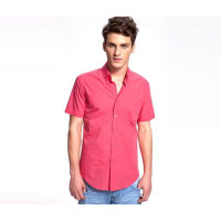 SPORTICA斯波帝卡男士型男系列纯棉短袖衬衫枚红色172620(M)