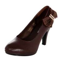 皮尔世绅新品牛皮水钻花朵单鞋酒杯高跟鞋棕色1126901(38)