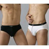 忍者2条套装二色二条装100%纯棉中腰三角男士内裤黑白(XL)HNN1091A