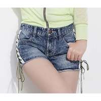 HSTYLE/韩都衣舍 韩国夏装新款侧抽绳牛仔短裤DO1205 蓝色(M)