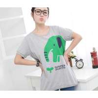 HSTYLE/韩都衣舍 韩国夏装新款圆领印花短袖T恤JM1140 灰色(S)