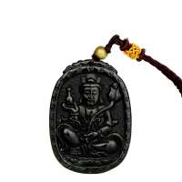 7000年和田玉青玉宝瓶观音牌