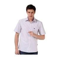 Baneberry 男装撞色细条纹莫代尔棉质短袖衬衫11006(红蓝条39)