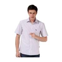 Baneberry 男装撞色细条纹莫代尔棉质短袖衬衫11006(红蓝条42)