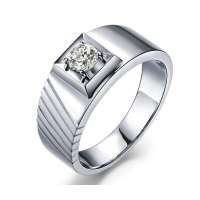 喜钻 18K白金32分VS FG色南非钻石男戒 钻石婚戒 B0010