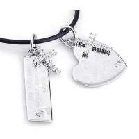 易燃火山925纯银镀白金情侣项链SP0055