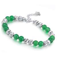 易燃火山925纯银镀白金天然玛瑙手链SYB0038P