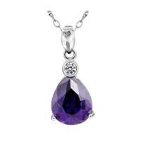 易燃火山925银瑞士紫色水晶项链SYP0011A