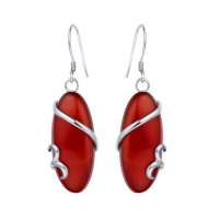 易燃火山925银镶天然红玛瑙耳坠SYE0049R