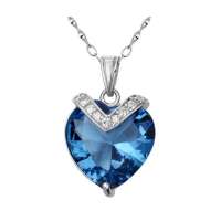 易燃火山S925纯银经典蓝色水晶项链SYP0010B