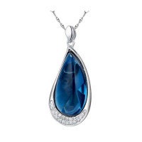 易燃火山S925纯银蓝水晶项链SYP0229B