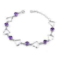 易燃火山S925纯银紫水晶手链SZB0001A