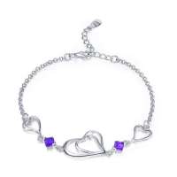 易燃火山纯银天然紫水晶手链SB0032A