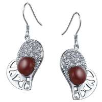 易燃火山天然红玛瑙爱心守护耳坠CYE0018R