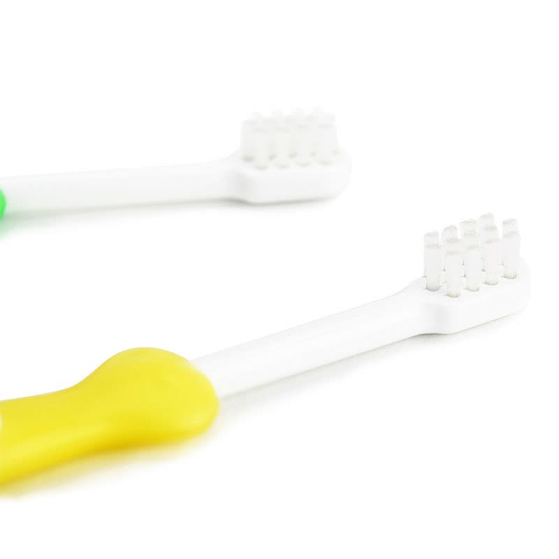 贝亲训练牙刷三阶段2只装(绿色+黄色)图片