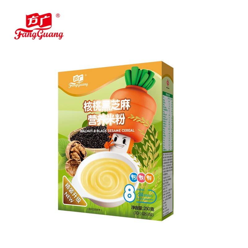方广 辅食 核桃黑芝麻营养米粉250g/盒装 含钙铁锌多维米糊 (6个月以上宝宝适用)