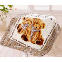 维科兴洋家纺拉舍尔印花加厚卡通毯棕熊KDY1014-20