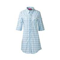 猫人梭织女士短袖衬衣裙浅蓝(L)MDSDJ015