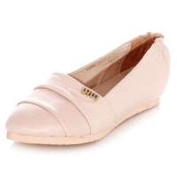皮尔世绅牛皮时尚扎花后帮浅口平底鞋粉红120906(35)